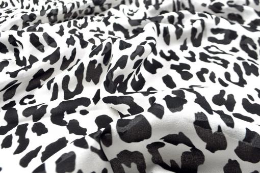 Viskose-Chiffon - Leopard - Black and White 