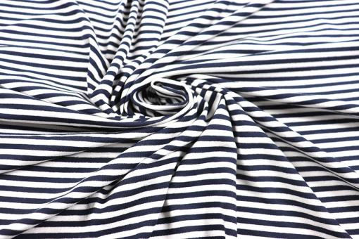 Viskosejersey mit maritimen Streifen - Navy 