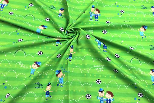 Jersey Stoff mit Fussball Druck 
