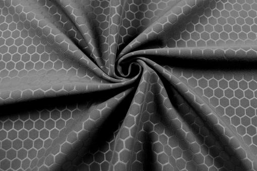 Softshell Stoff mit Hexagon Muster - Grau 