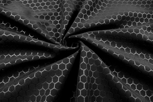 Softshell Stoff mit Hexagon Muster - Schwarz 
