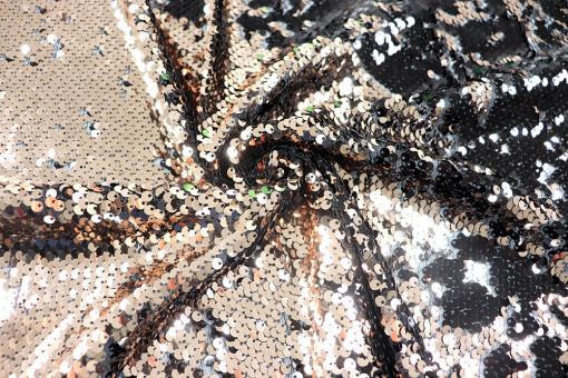 Pailletten-Wende-Stoff - Platin/Schwarz - B-Ware 