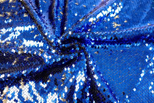 Pailletten-Wende-Stoff - Silber/Blau - B-Ware 