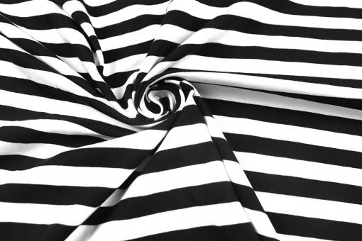 Baumwolljersey - Querstreifen - Schwarz/Weiß 