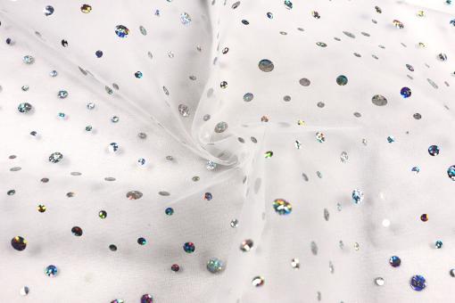 Organza - Glitzer-Pailletten - Weiß 