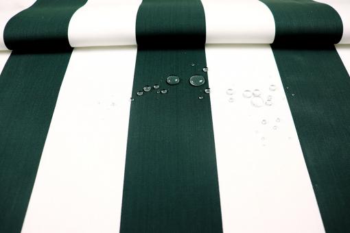 Segeltuch-Stoff mit Streifen - Tannengrün/Weiß 