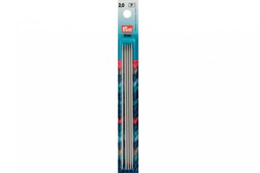 Strumpfstricknadeln Prym 15 cm - 2,0 mm Grau ALU 