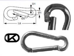 Karabinerhaken - Rostfreier Stahl - 80 mm 