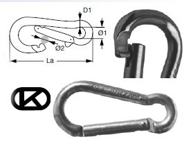 Karabinerhaken - Rostfreier Stahl - 100 mm 