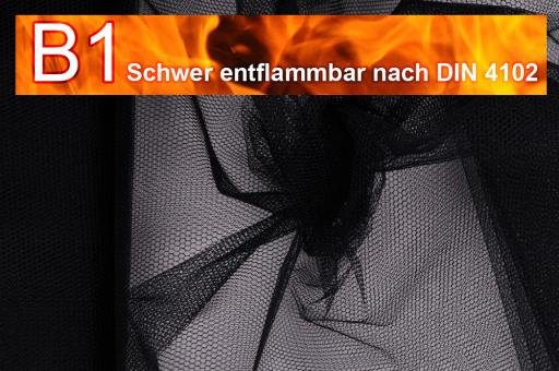 Tüll - schwer entflammbar - Schwarz - 2,0 Meter Schwarz