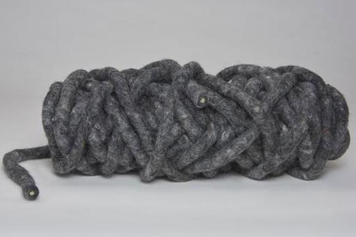 Wollkordel gewalkt - Ø 1,3 cm - 15 m-Rolle Dunkelgrau Melange