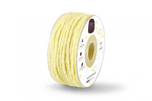 Wollkordel gefilzt 5 mm stark - Jutekern - 35 m-Rolle Hellgelb