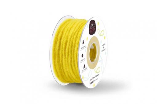 Wollkordel gefilzt 5 mm stark - Jutekern - 35 m-Rolle Gelb