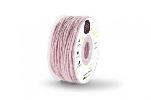 Wollkordel gefilzt 5 mm stark - Jutekern - 35 m-Rolle Rosa