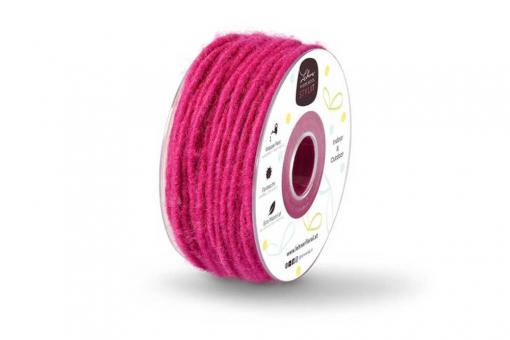 Wollkordel gefilzt 5 mm stark - Jutekern - 35 m-Rolle Cyclam