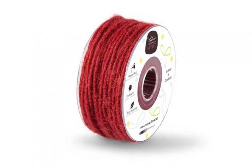 Wollkordel gefilzt 5 mm stark - Jutekern - 35 m-Rolle Bordeaux