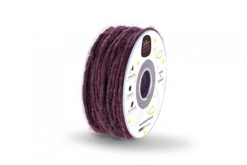 Wollkordel gefilzt 5 mm stark - Jutekern - 35 m-Rolle Aubergine