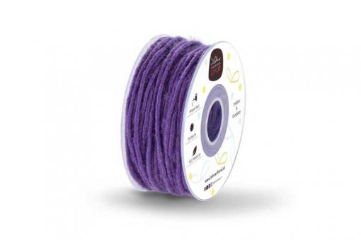 Wollkordel gefilzt 5 mm stark - Jutekern - 35 m-Rolle Lila