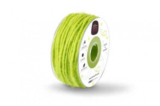 Wollkordel gefilzt 5 mm stark - Jutekern - 35 m-Rolle Grün intensiv
