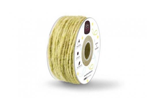 Wollkordel gefilzt 5 mm stark - Jutekern - 35 m-Rolle Grün Melange