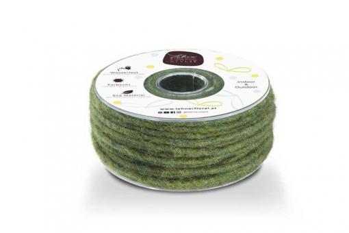 Wollkordel gefilzt 5 mm stark - Jutekern - 35 m-Rolle Tanne Melange