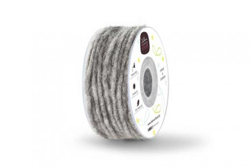 Wollkordel gefilzt 5 mm stark - Jutekern - 35 m-Rolle Grau Melange