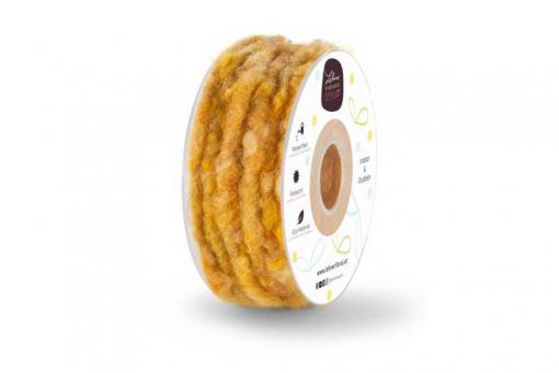Wollkordel auf Spule - 10 mm - 7 Meter Rolle Sonnengelb