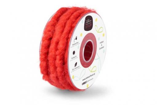 Wollkordel auf Spule - 10 mm - 7 Meter Rolle Rot