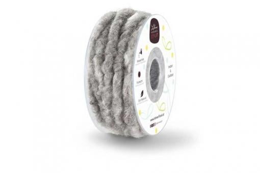 Wollkordel auf Spule - 10 mm - 7 Meter Rolle Grau