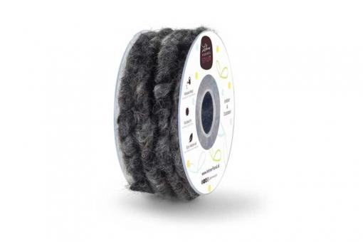 Wollkordel auf Spule - 10 mm - 7 Meter Rolle Dunkelgrau Melange
