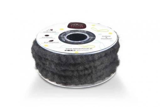 Wollkordel auf Spule - 10 mm - 7 Meter Rolle Schwarz