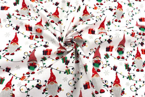 Glitzer-Weihnachtsstoff - Lichterketten-Wichtel 
