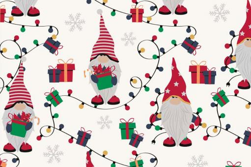 Glitzer-Weihnachtsstoff - Lichterketten-Wichtel 