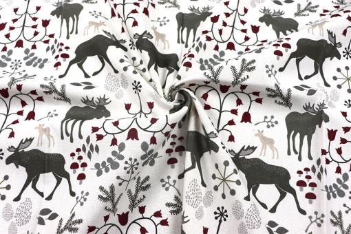 Baumwoll-Dekostoff - Nordic Deluxe - Winter-Elche 