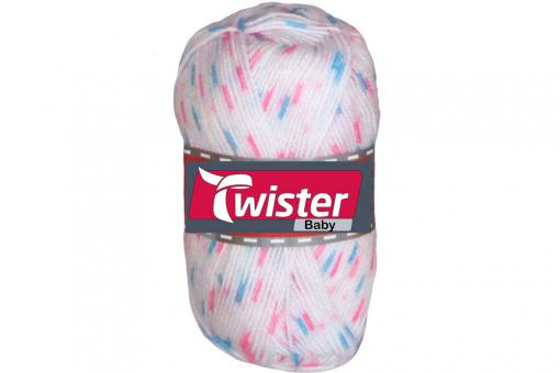 Babywolle Twister - 50 g Weiß Multi