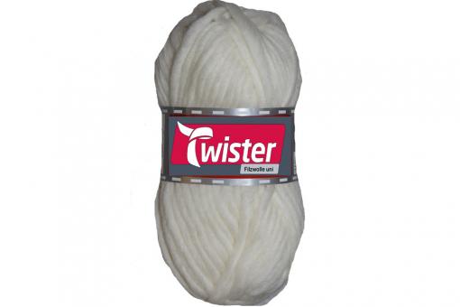 Filzwolle Twister - 50 g - Uni Weiß