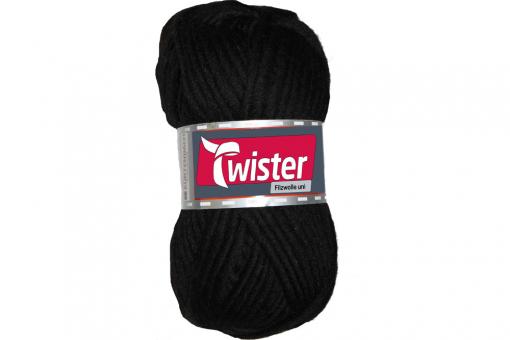 Filzwolle Twister - 50 g - Uni Schwarz