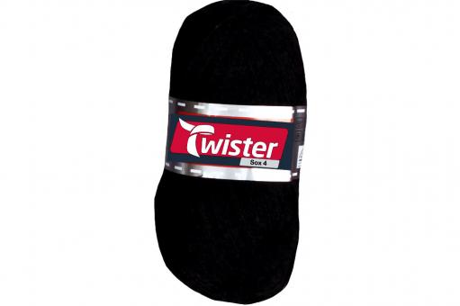 Sockenwolle Twister - 100 g - Uni Schwarz
