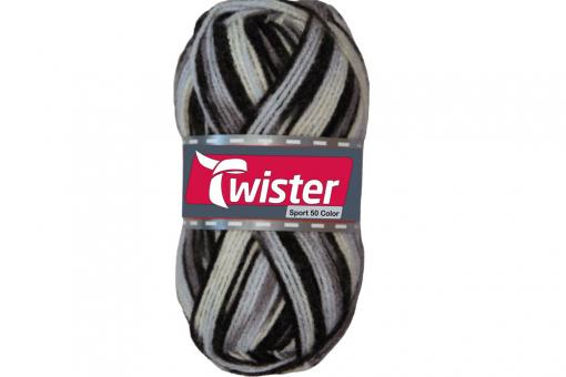 Universalwolle Twister - 50 g - Bunt Weiß/Schwarz/Grau