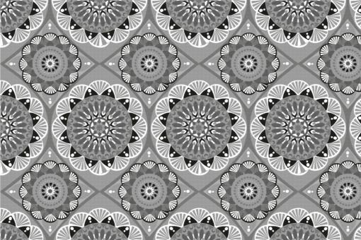 Blackout-Stoff - Circle Flower Grau/Weiß