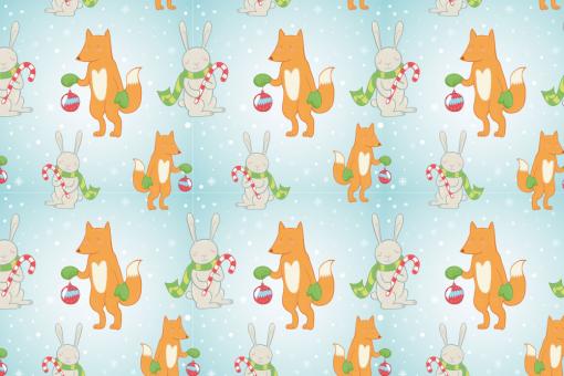 Christmas Fox and Rabbit - Allround-Stoff Hellblau