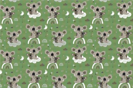 Koala-Bärchen - Türvorhang-Stoff Grün