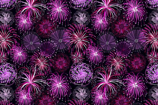 Satin Stoff - Feuerwerk Pink