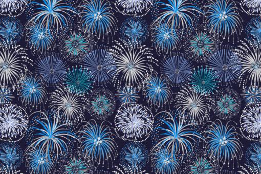 Satin Stoff - Feuerwerk Blau