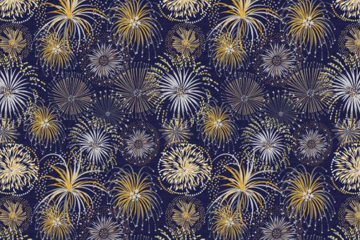 Satin Stoff - Feuerwerk Gold