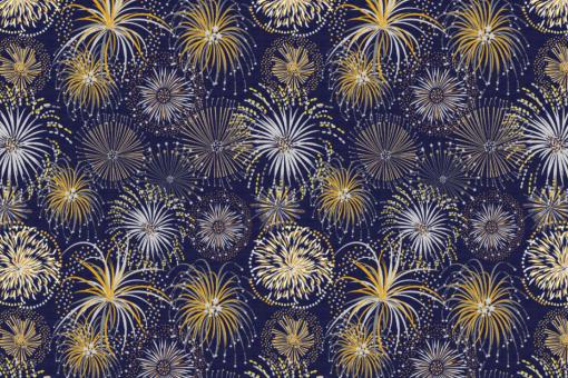 Satin Stoff - Feuerwerk Gold