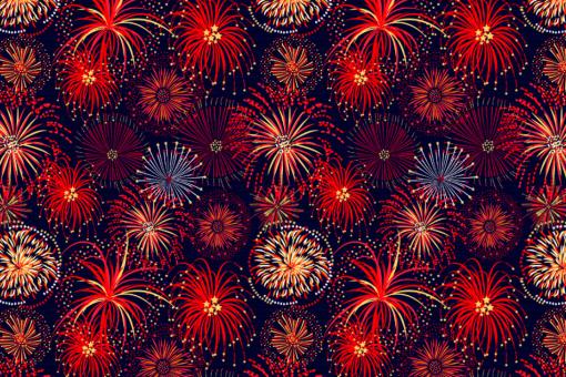 Satin Stoff - Feuerwerk Rot