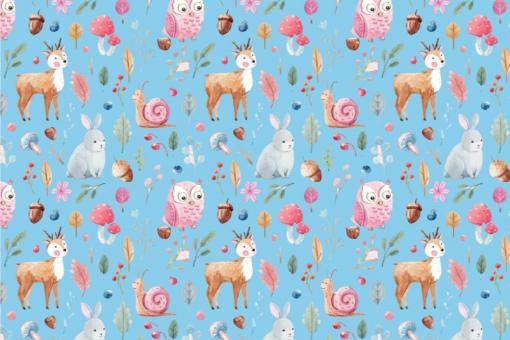 Frottee mit Fleece - Aquerell-Tierchen Hellblau