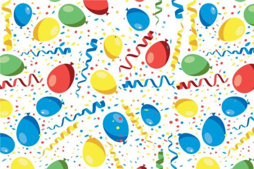 Allround-Stoff - Luftballons und Konfetti Weiß