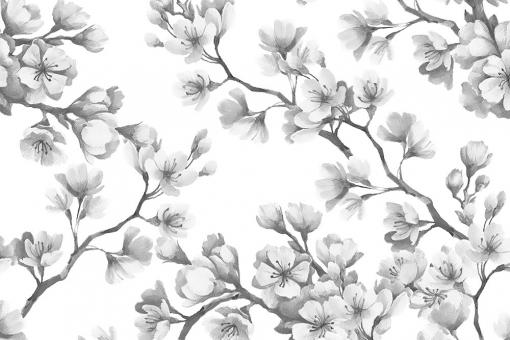 Voile - Kirschblüten Grau